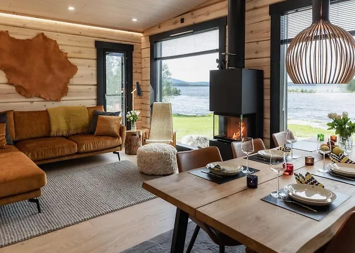 Villa Upea Lapin Kulta Hirsihuvila Inarijaerven Rannalla Enare