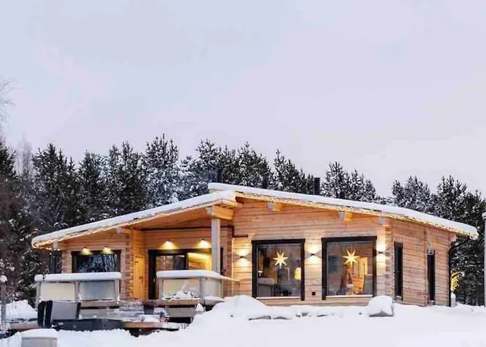 Upea Lapin Kulta Hirsihuvila Inarijaerven Rannalla *