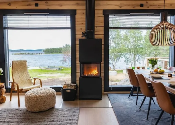 Villa Upea Lapin Kulta Hirsihuvila Inarijaerven Rannalla